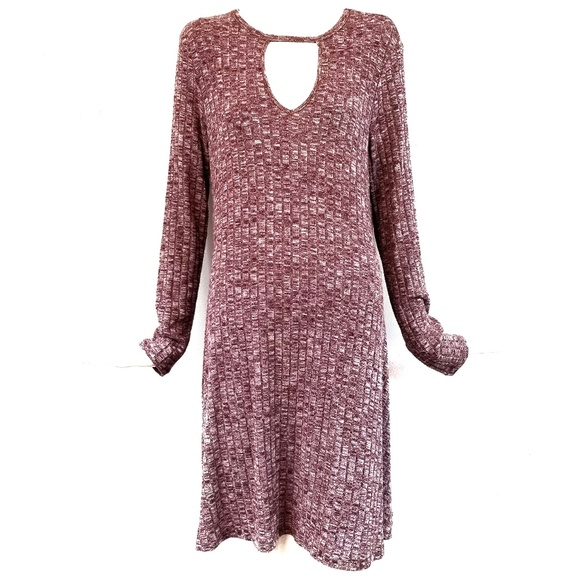 Kristin Nicole Dresses & Skirts - Kristin Nicole Heathered Mock Neck V-Neck Dress Lg